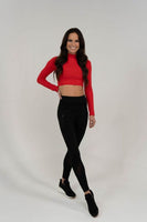 Red Empower Long Sleeve Crop Top