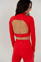 Kids Red Empower Long Sleeve Crop Top unlined